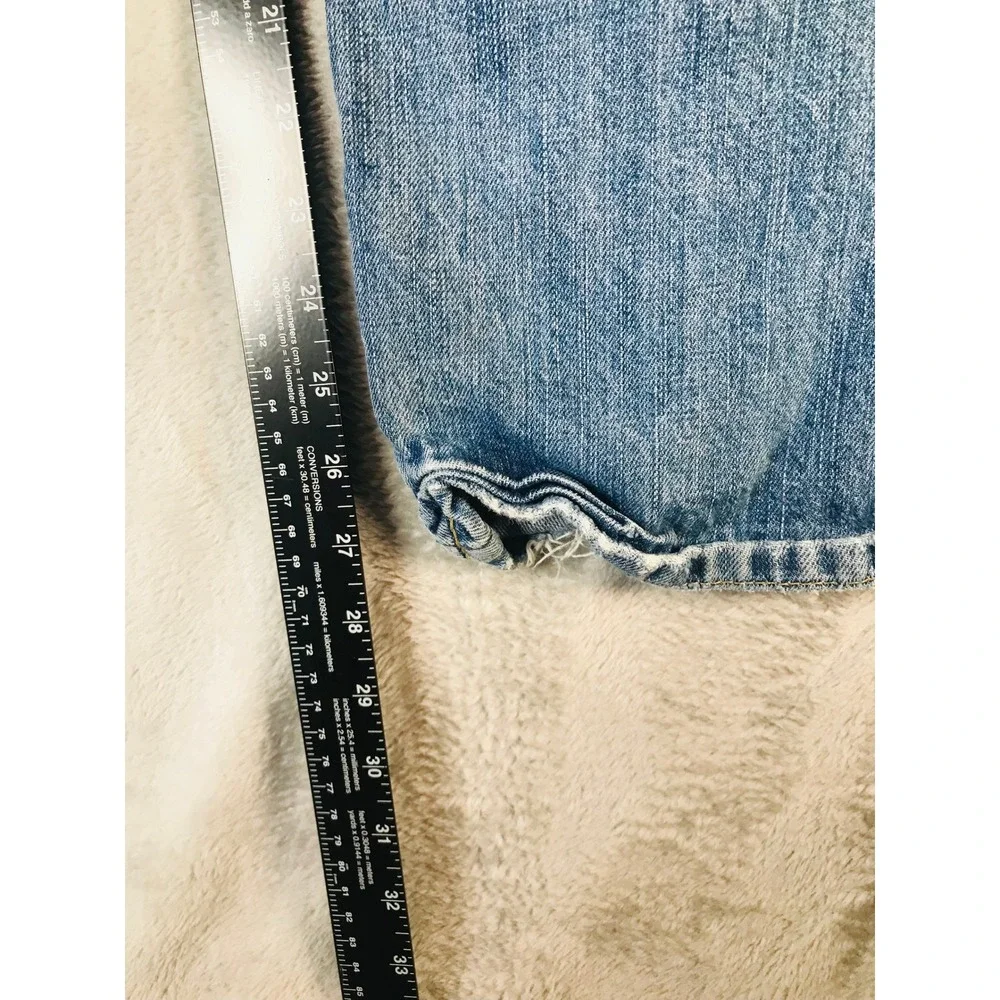 American Eagle Distressed Jeans Mens 30x31 Light Wash Straight Leg Frayed Hem
